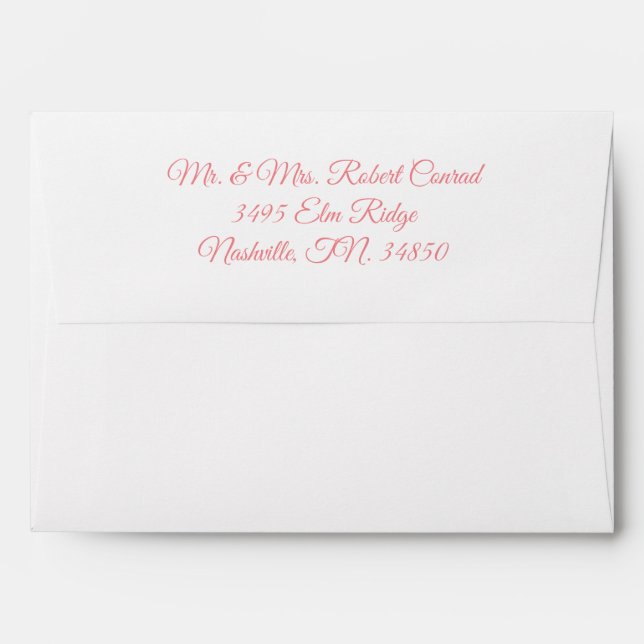 Modern Pink Personalised Simple Wedding Envelope (Back (Top Flap))
