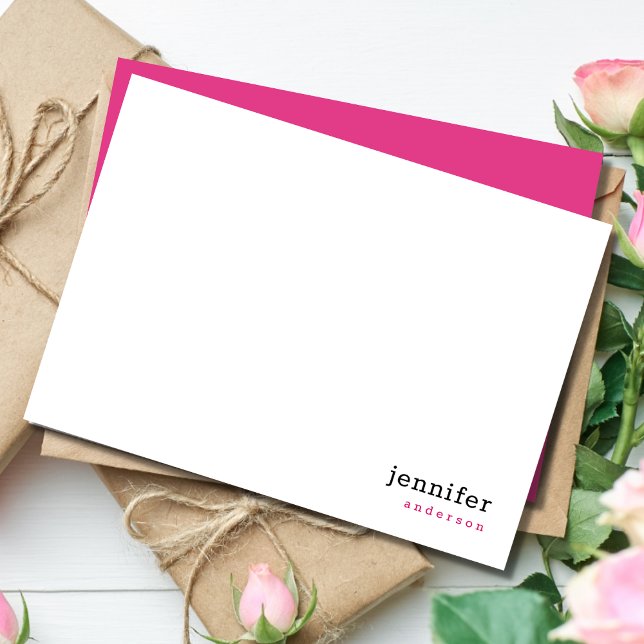 Modern Pink Personalised Stationery Card (Creator Uploaded)