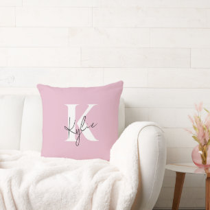 Modern Pink Personalized Monogram Name -  Cushion