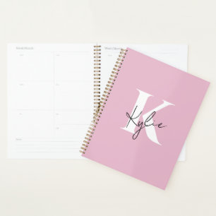 Modern Pink Personalized Monogram Name -  Planner