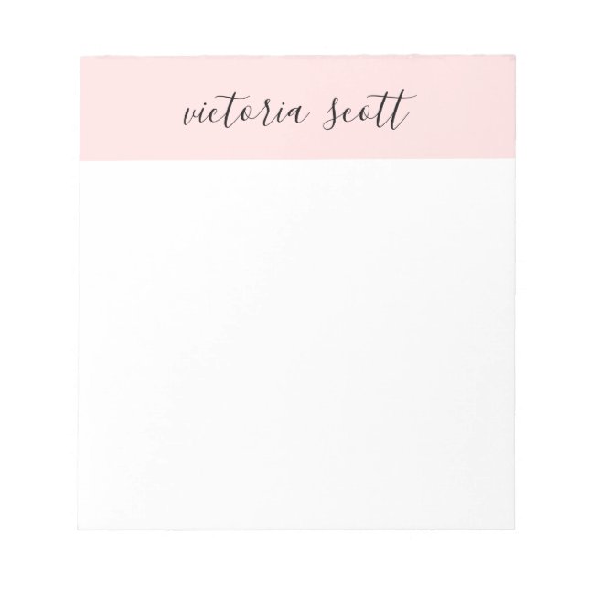 Modern Pink Personalized Name Notepad (Front)
