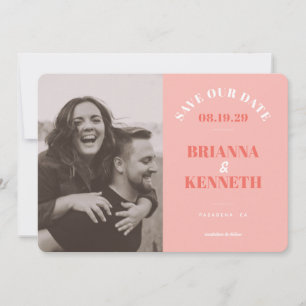 Modern Pink Photo Card Wedding Save the Date