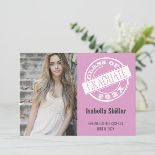Modern Pink Photo Grad Graduation Party  Invitation
