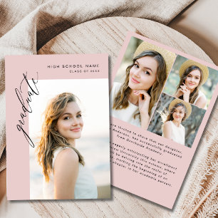Modern Pink Photo Graduation Announcement