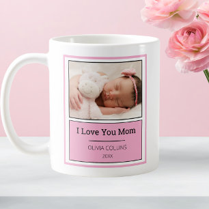Modern Pink Photo Personalised Mothers Day Baby Coffee Mug