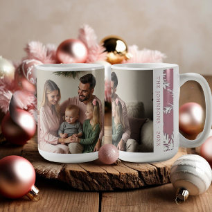Modern Pink photo Snowflakes pattern  Coffee Mug