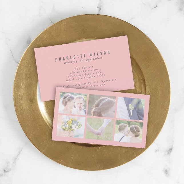 Modern Pink Photographer Multiple Photo Business Card (Creator Uploaded)
