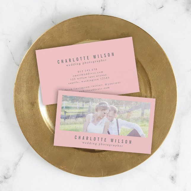 Modern Pink Photographer Photo Business Card (Creator Uploaded)