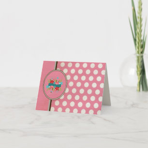 Modern Pink Polka Dot Floral Design Thank You Card