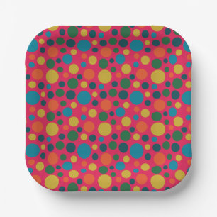Modern pink polka dot pattern paper plate