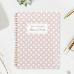 Modern Pink Polka Dots Planner<br><div class="desc">Custom-designed planner notebook featuring white polka dots on dusty pink colour with personalised name..</div>