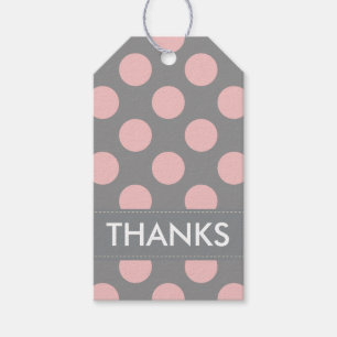 Modern Pink Polka Dots Thank You Gift Tags