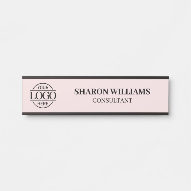 Modern Pink Professional Custom Business Logo Door Sign (Front)