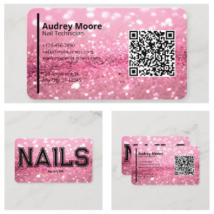 Modern Pink Professional Nail Technician Templates Business Card