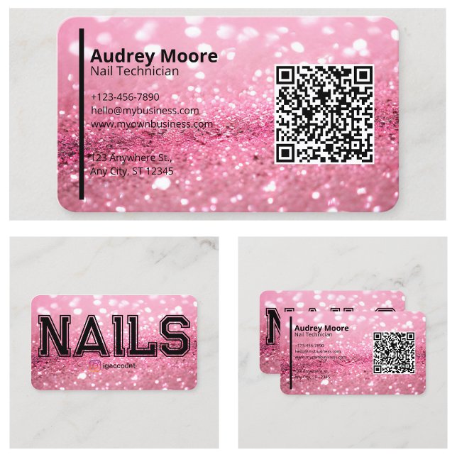 Modern Pink Professional Nail Technician Templates Business Card (Modern Pink Professional Nail Technician Templates Business Card
)