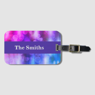 Modern Pink & Purple Circles Abstract Design Busin Luggage Tag