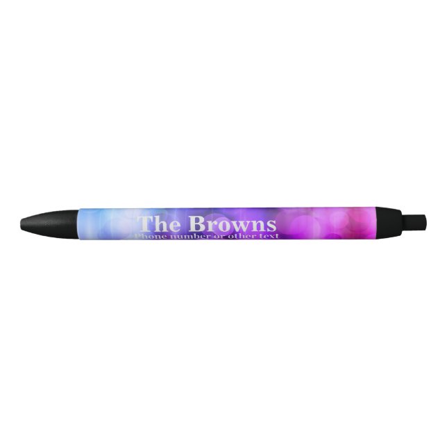 Modern Pink & Purple Circles Abstract Design Noteb Black Ink Pen (Front)