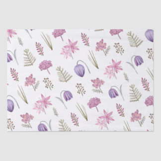 Modern Pink Purple Floral Baby Shower Birthday Tissue Paper