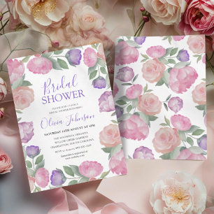 Modern Pink & Purple Floral Bridal Shower Invitation