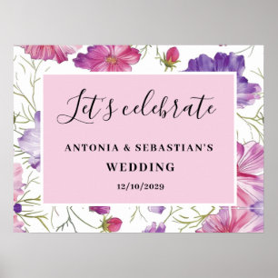 Modern Pink Purple Floral Welcome Wedding Poster