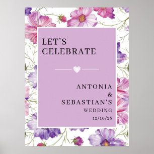 Modern Pink Purple Floral Welcome Wedding   Poster