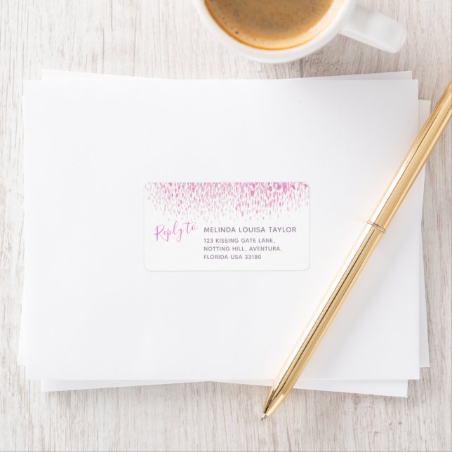 Modern pink purple grey watercolor dabs address label (Insitu)