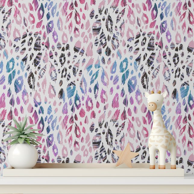 Modern Pink Purple Leopard Print Girly Pattern Wallpaper (Creator Uploaded)