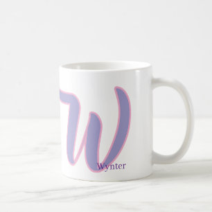Modern Pink & Purple Monogram Personalized Name W Coffee Mug