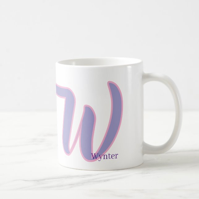 Modern Pink & Purple Monogram Personalized Name W Coffee Mug (Right)