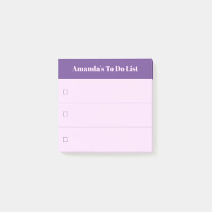 Modern Pink Purple To Do List with Custom Name Post-it Notes