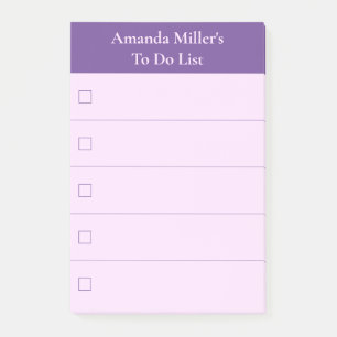 Modern Pink Purple To Do List with Name Post-it Notes