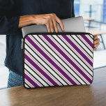 Modern Pink Purple White Stripes Pattern Laptop Sleeve<br><div class="desc">Modern and trendy diagonal stripes pattern in 4 colours: white,  pink,  purple and black.</div>
