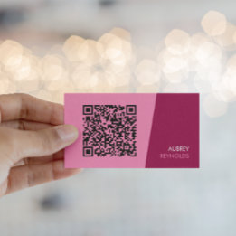 Modern Pink QR Code Business Card