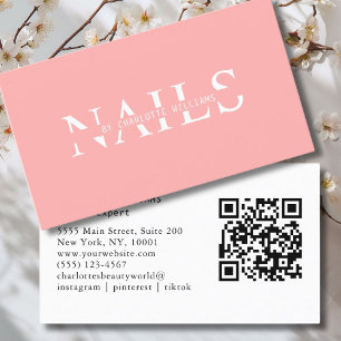 Modern, Pink, QR Code Business Card