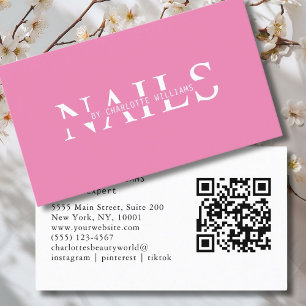 Modern, Pink, QR Code Business Card