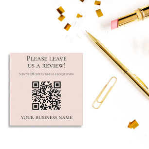 Modern Pink QR Code Google Review  Square Business Card