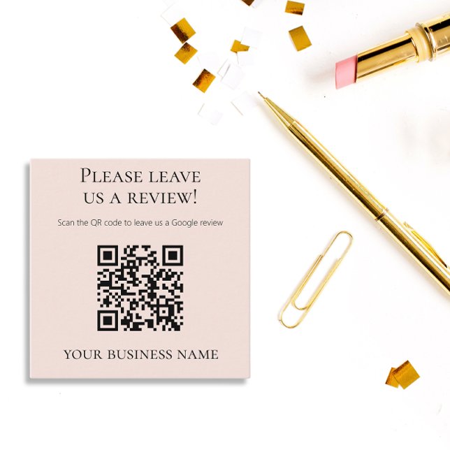 Modern Pink QR Code Google Review  Square Business Card (Creator Uploaded)