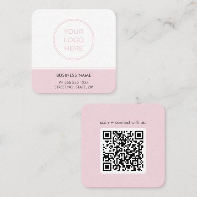 Modern Pink QR Code Logo Business Card (Front/Back)