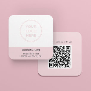 Modern Pink QR Code Logo Business Card