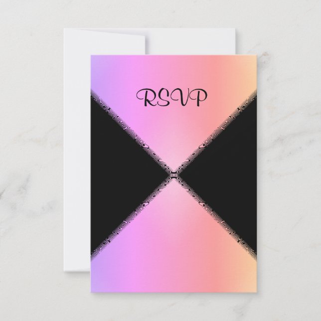 modern pink rainbow WEDDING RSVP Card (Front)