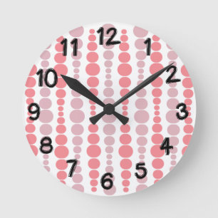 Modern Pink Rectangles Round Clock