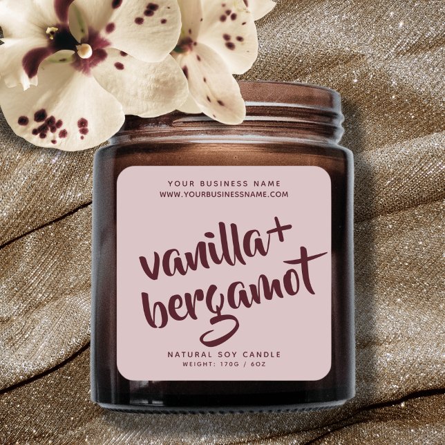 Modern pink red candle product label (Creator Uploaded)