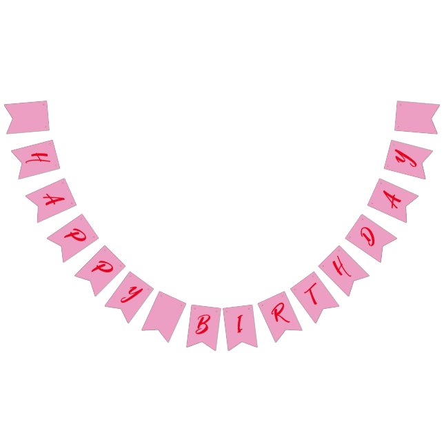 Modern Pink Red Happy Birthday Bunting Flag (All)