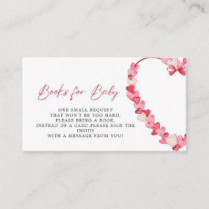 Modern Pink Red Hearts Baby Shower Books for Baby Enclosure Card