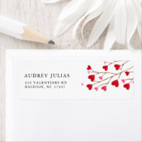 Modern Pink Red Hearts Baby Shower Return Address