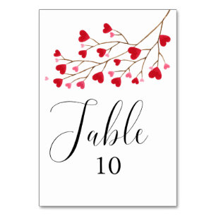 Modern Pink Red Hearts Baby Shower  Table Number