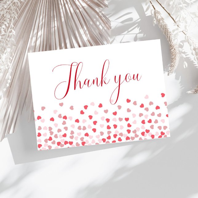 Modern Pink Red Hearts Baby Shower  Thank You Card (Creator Uploaded)
