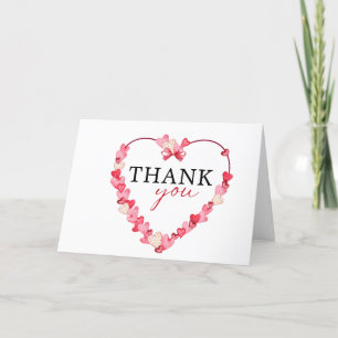 Modern Pink Red Hearts Baby Shower  Thank You Card