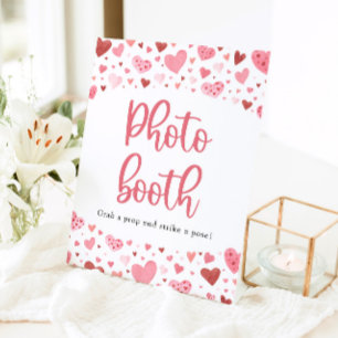 Modern Pink Red Hearts Valentine Photo Booth Sign