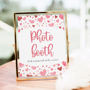 Modern Pink Red Hearts Valentine Photo Booth Sign